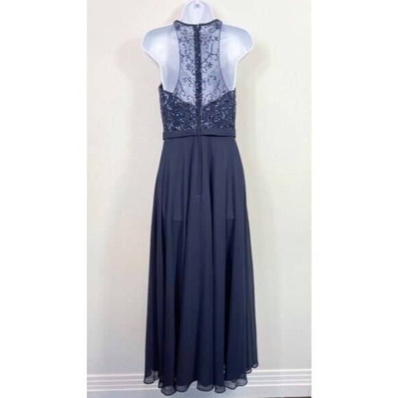 Mori Lee Sheer Beaded Bridesmaid Dress Gown Formal Black Tie Style 21506 Size 6 - Picture 7 of 15